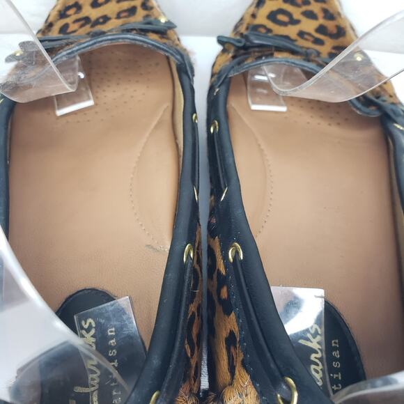 Clarks Dunbar Womens 9 Cruiser Pony Hair Slip-on Moccasin Loafers Leopard Print - Picture 8 of 16